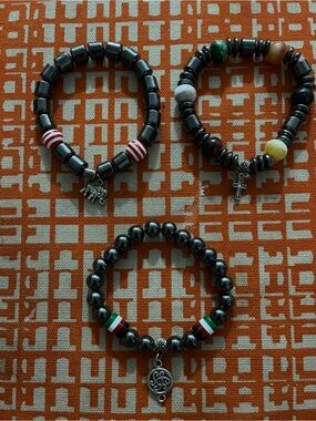 Beaded Charm Bracelets - Multi Color Hematite & Stone Accents